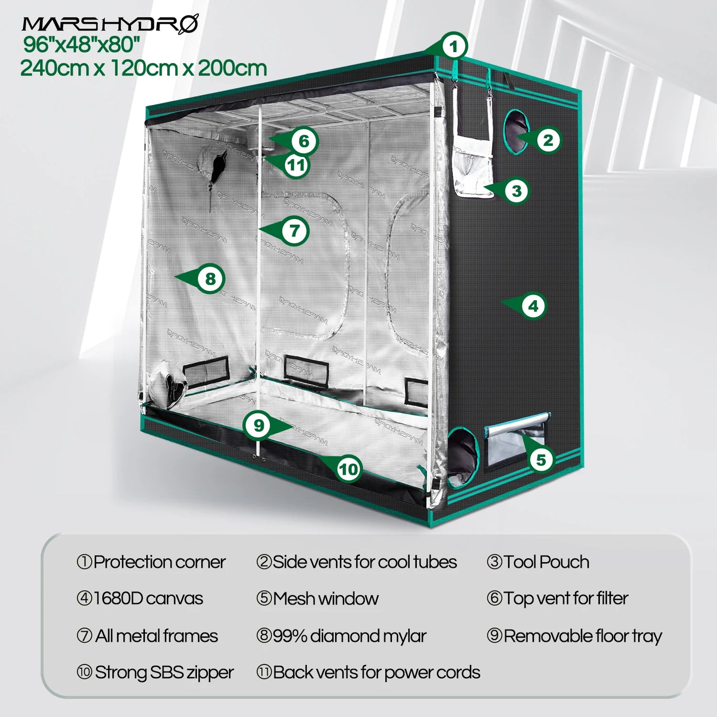 1680D Marshydro Indoor Hydroponics grow tent 240*120*200cm ,Grow kit,Completely LED Indoor Growing System