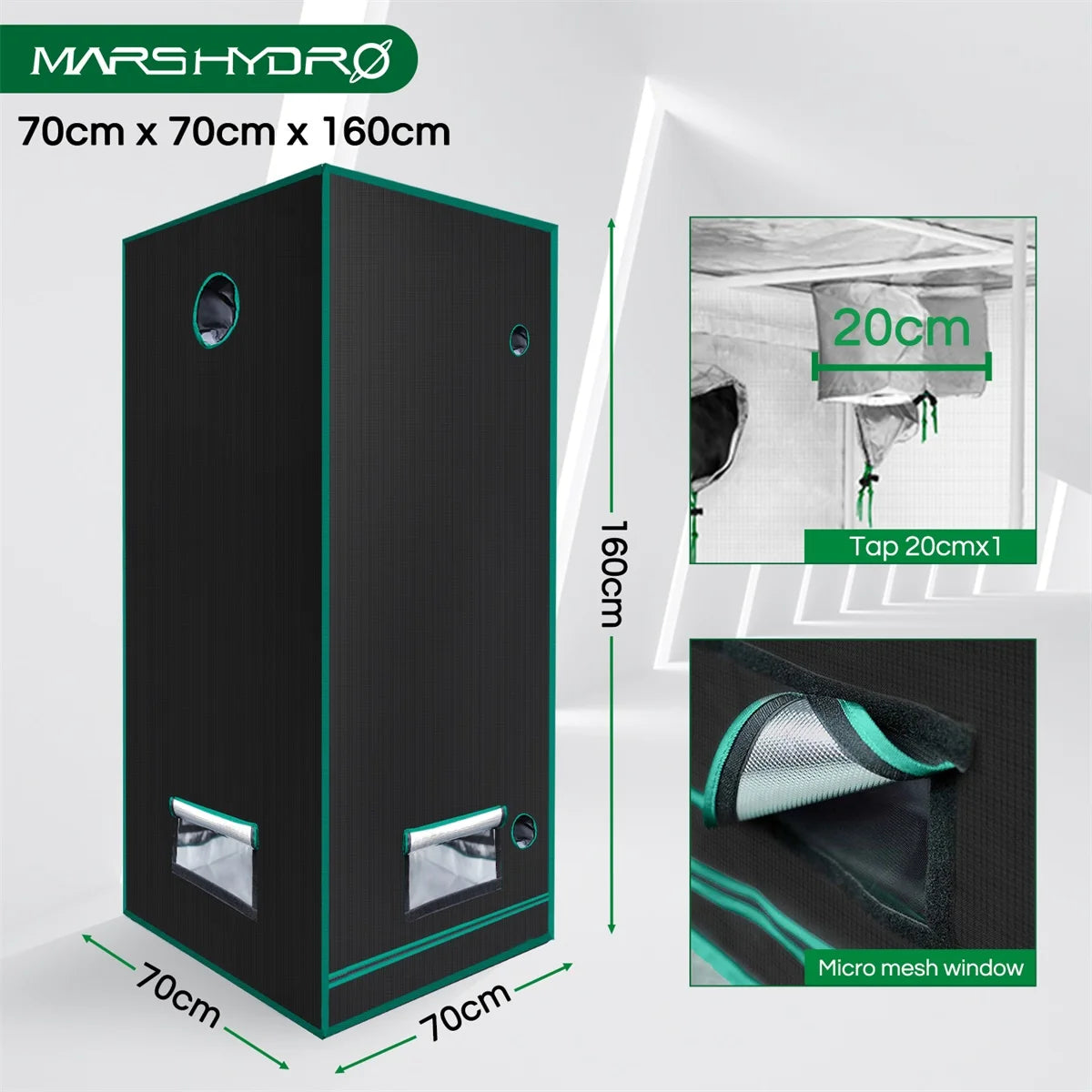 Mars Hydro 70x70x160cm grow tent 1680D indoor greenhuse hydroponics cultivated plant grow box room big tent