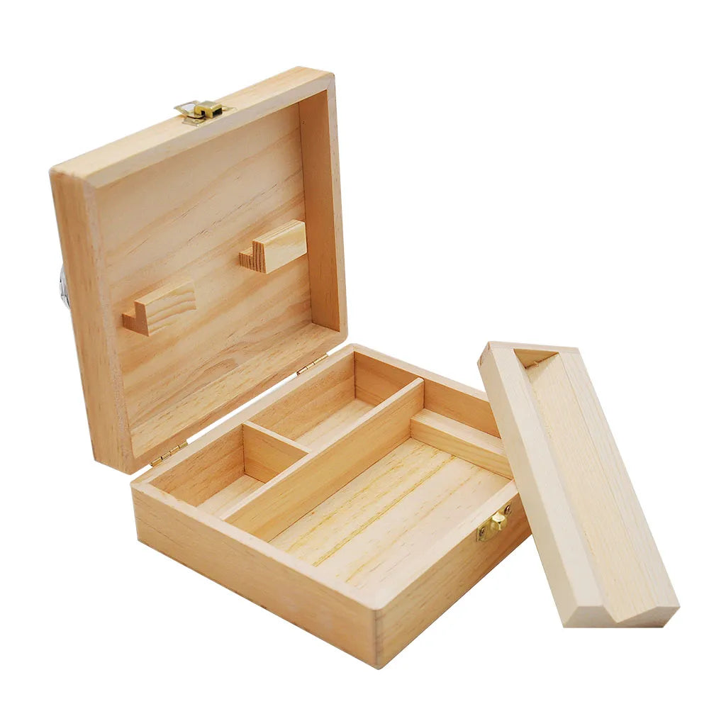 HONEYPUFF Wooden Tobacco Stash Jar Storage Box Natural Handmade Wood Herbal Tobacco Jar