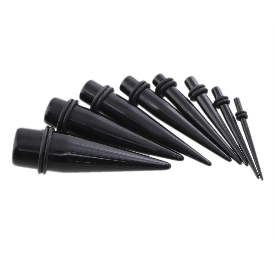 30pcs/lot UV Acrylic Ear Taper Plug with Silicone Ear Tunnels Plug Gauge Kit Ear Expander Stretcher Set Body Piercing Jewelry