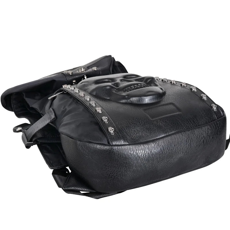 New 2020 Fashion Personality 3D skull leather backpack rivets skull backpack with Hood cap apparel bag cross bags hiphop man