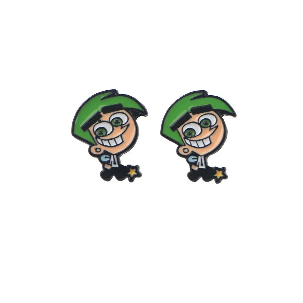 1 pair Anime Cartoon Fashion Stud Earrings For Women Enamel Stainless Steel Jewelry Gift
