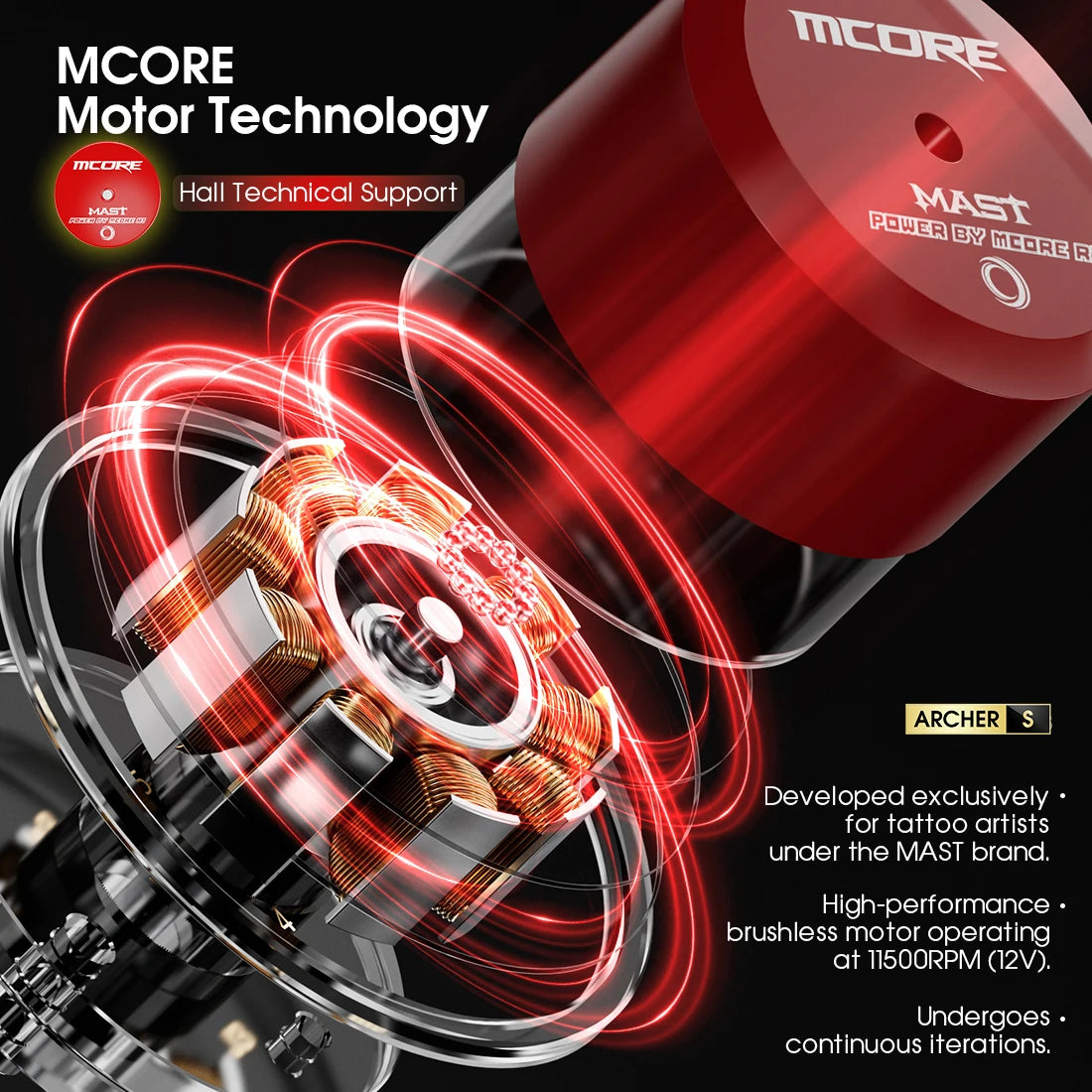 New Shortest Ultra Fast Charge Tattoo Wireless Machine Pen Mast Archer S 4.2MM Stroke Brushless Motor Power By Mcore Battery Pen