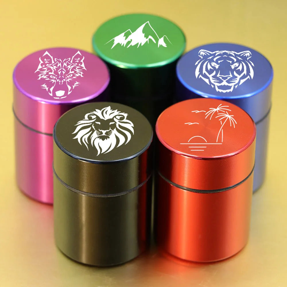 HONEYPUFF Aircraft Aluminum Airtight Stash Jar 1.3Inches Multi-Use Vacuum Seal Herb Storage Container Tobacco Stash Box Pill Box