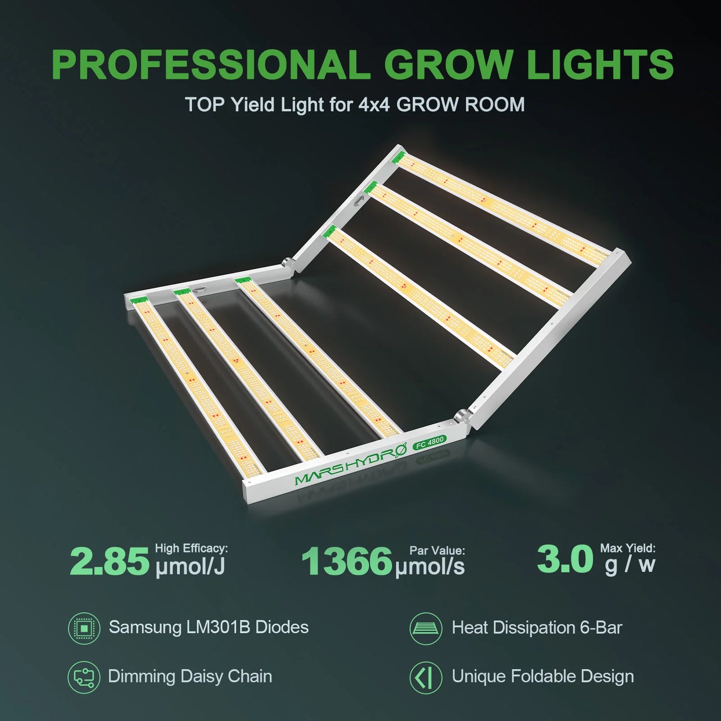 Mars Hydro Smart FC 4800 Samsung LM301B Full Spectrum LED Grow Light Strip Lamp Grow Tent Hydroponics Veg and Flower Daisy Chain