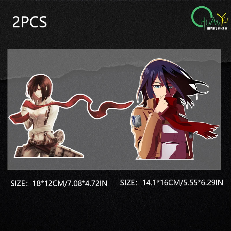Attack on Titan Mikasa anime stickers creative personality car motorcycle waterproof reflective decorative stickers