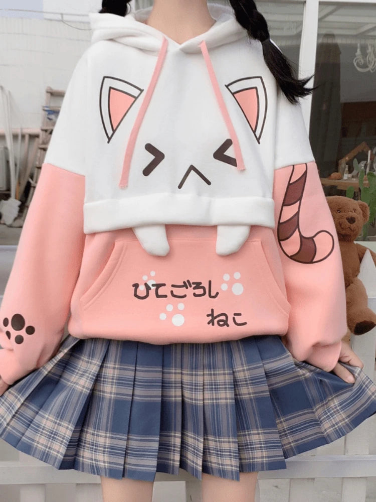 HARAJUKU PINK KITTEN HOODIE