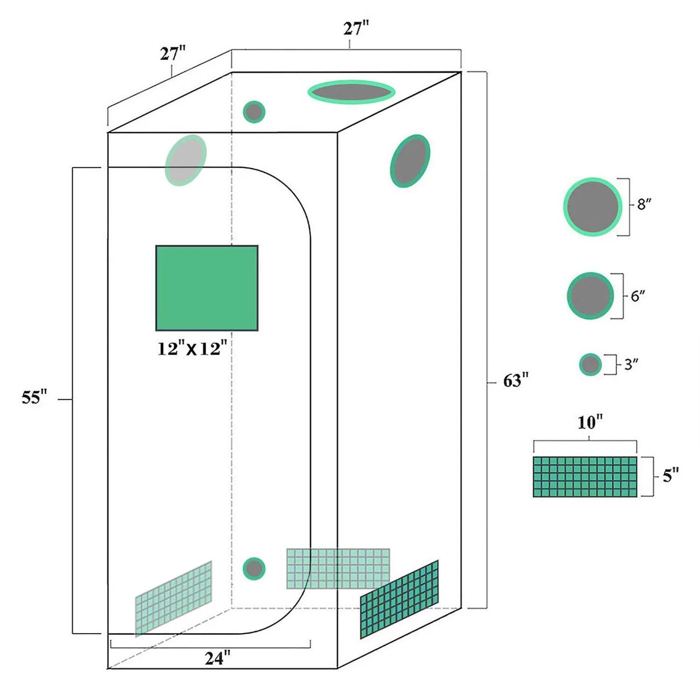 1680D Mars Hydro 70X70X160cm Indoor Grow Tent, Grow Room Plant Growing ,Garden Greenhouses