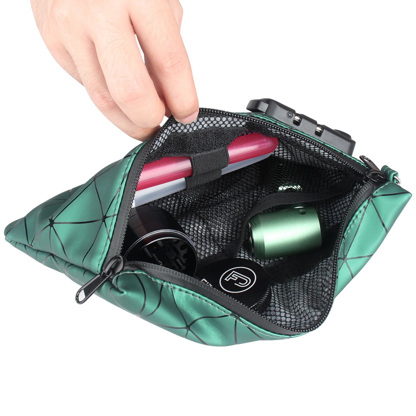 FIREDOG Smoking Smell Proof Pouch With Combination Lock Container PU Case Herbs Storage Bag