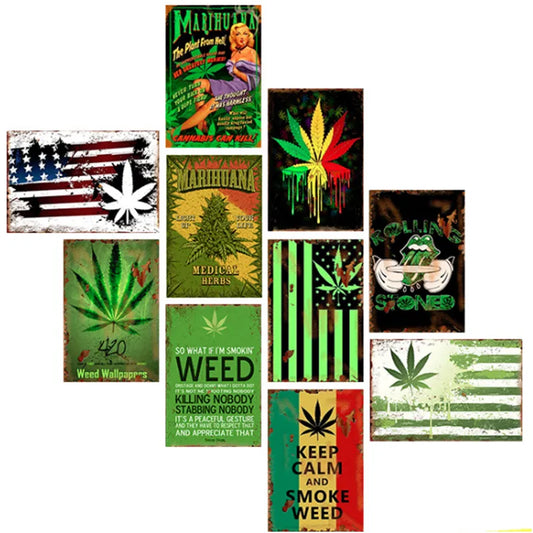 California Weed Retro Metal Tin Signs Poster Marijuana Vintage Tinplate Poster Bar Cafe Wall Decoration Poster 20*30cm