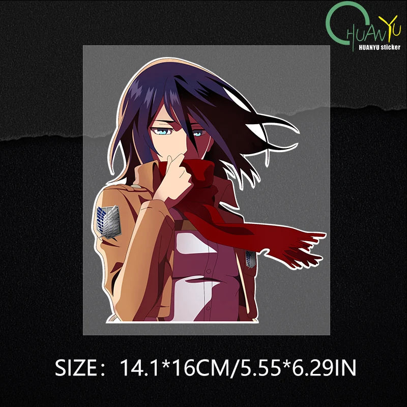 Attack on Titan Mikasa anime stickers creative personality car motorcycle waterproof reflective decorative stickers