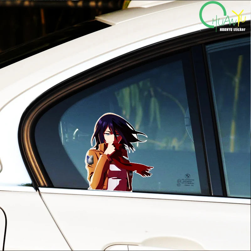 Attack on Titan Mikasa anime stickers creative personality car motorcycle waterproof reflective decorative stickers