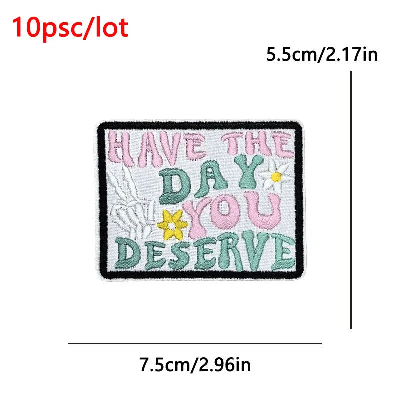 10Pcs/Lot Black History  Embroidery Patch - Iron-On Patches For Clothing Stickers Badges