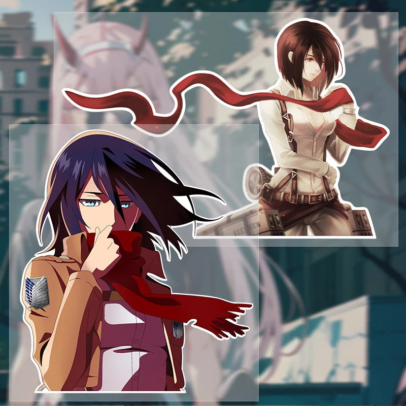 Attack on Titan Mikasa anime stickers creative personality car motorcycle waterproof reflective decorative stickers