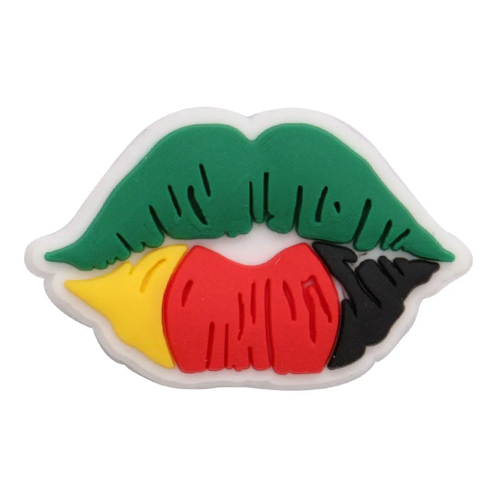 New Arrival 1-24Pcs PVC Black History Month Heart DIY Slipper Shoes Charms Buckle Clog Man Woman Shoe Accessories