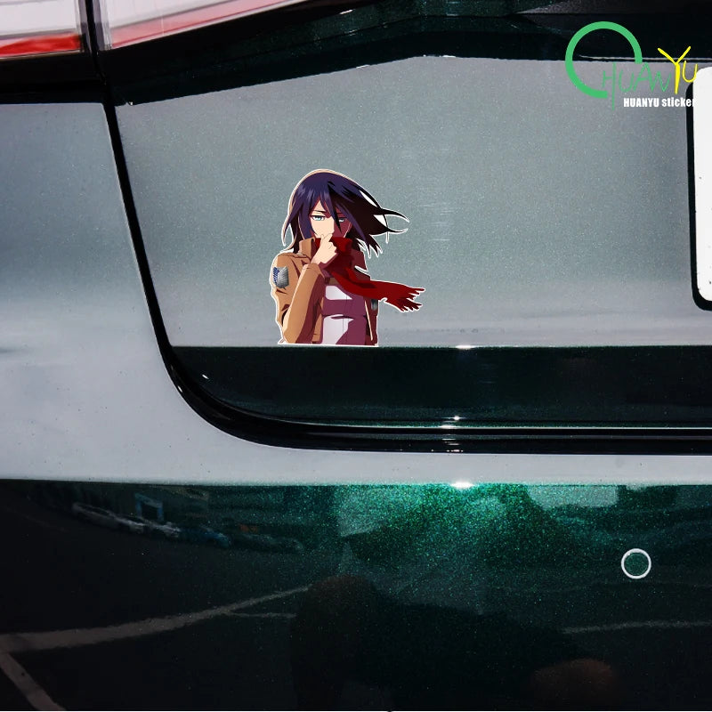 Attack on Titan Mikasa anime stickers creative personality car motorcycle waterproof reflective decorative stickers