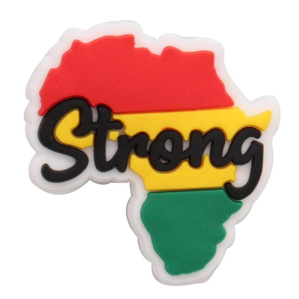 New Arrival 1-24Pcs PVC Black History Month Heart DIY Slipper Shoes Charms Buckle Clog Man Woman Shoe Accessories