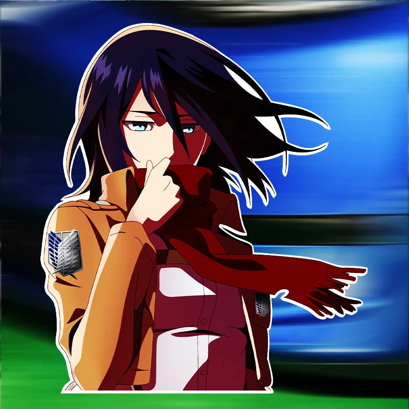 Attack on Titan Mikasa anime stickers creative personality car motorcycle waterproof reflective decorative stickers