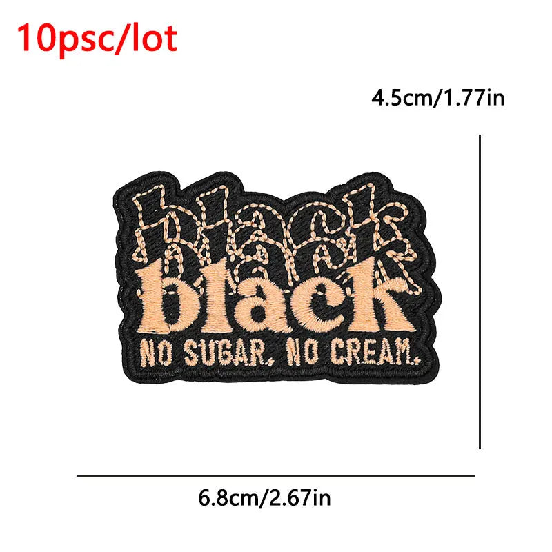 10Pcs/Lot Black History  Embroidery Patch - Iron-On Patches For Clothing Stickers Badges