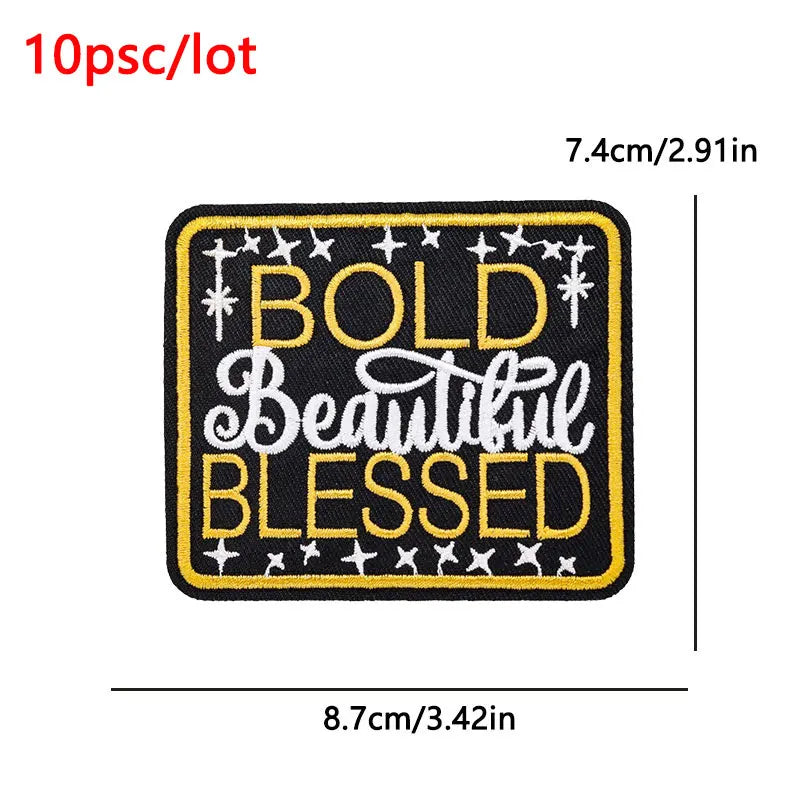 10Pcs/Lot Black History  Embroidery Patch - Iron-On Patches For Clothing Stickers Badges