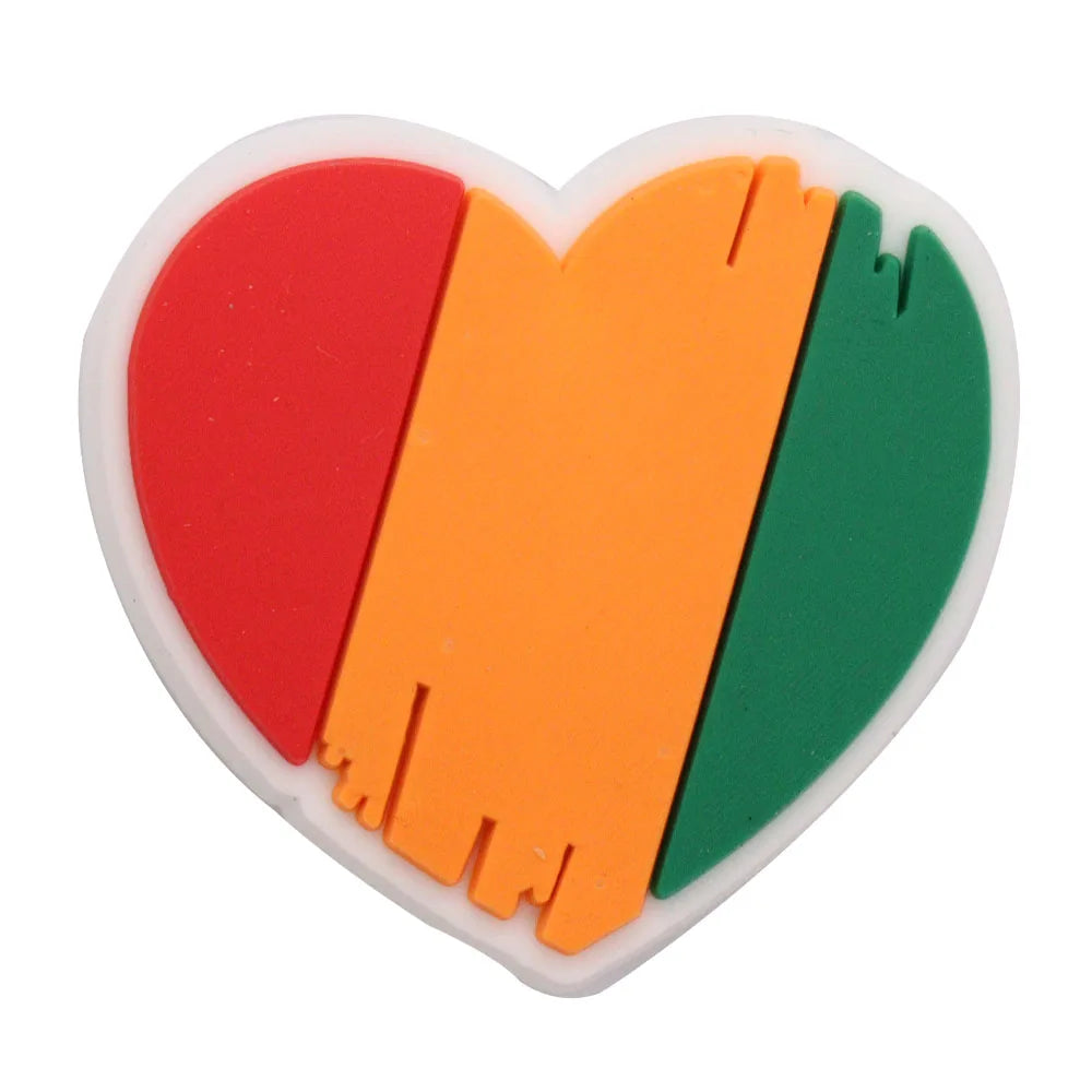 New Arrival 1-24Pcs PVC Black History Month Heart DIY Slipper Shoes Charms Buckle Clog Man Woman Shoe Accessories