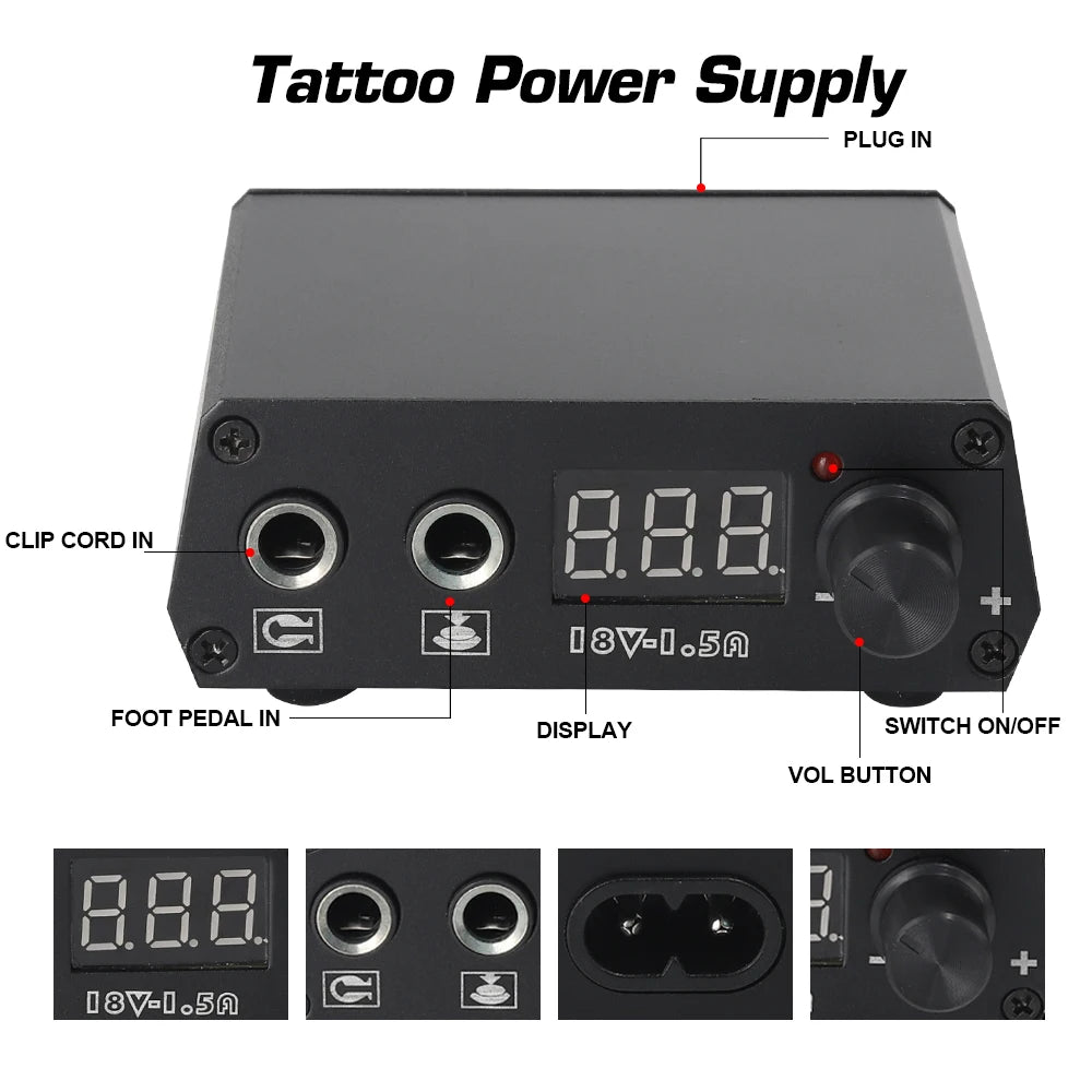 Professional Tattoo Machine Set Rotary Tattoo Pen Kit Power Supply Needle Ink DC Interface Rotary Tattoo Gun Makeup Kit Complete
