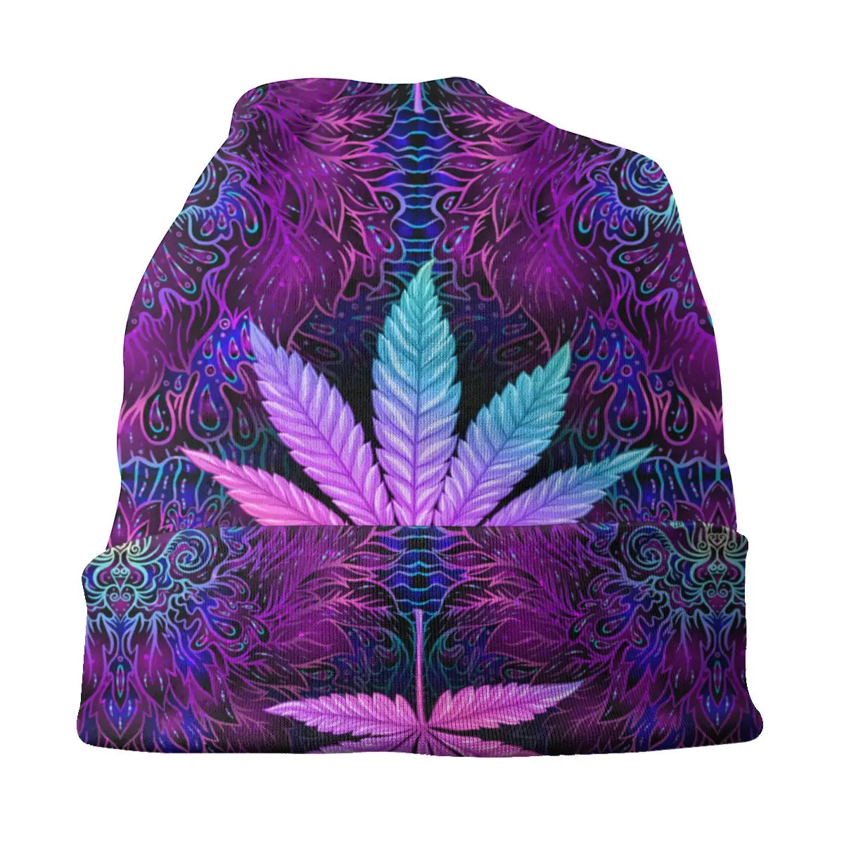 Neon Cannabis Leaves Bonnet Hats Marijuana Weed Leaf Knit Hat Street Skullies Beanies Hats Unisex Adult Spring Warm Dual-use Cap