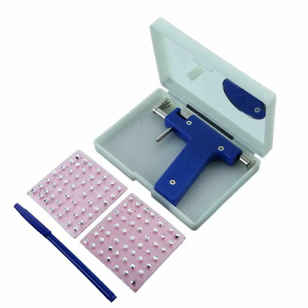 Pro Ear Body Nose Navel Lips Tongue Piercing Gun Machine Supply Tool Kit Set 98pcs Ear Studs Healthy Safty Sterile Piercer