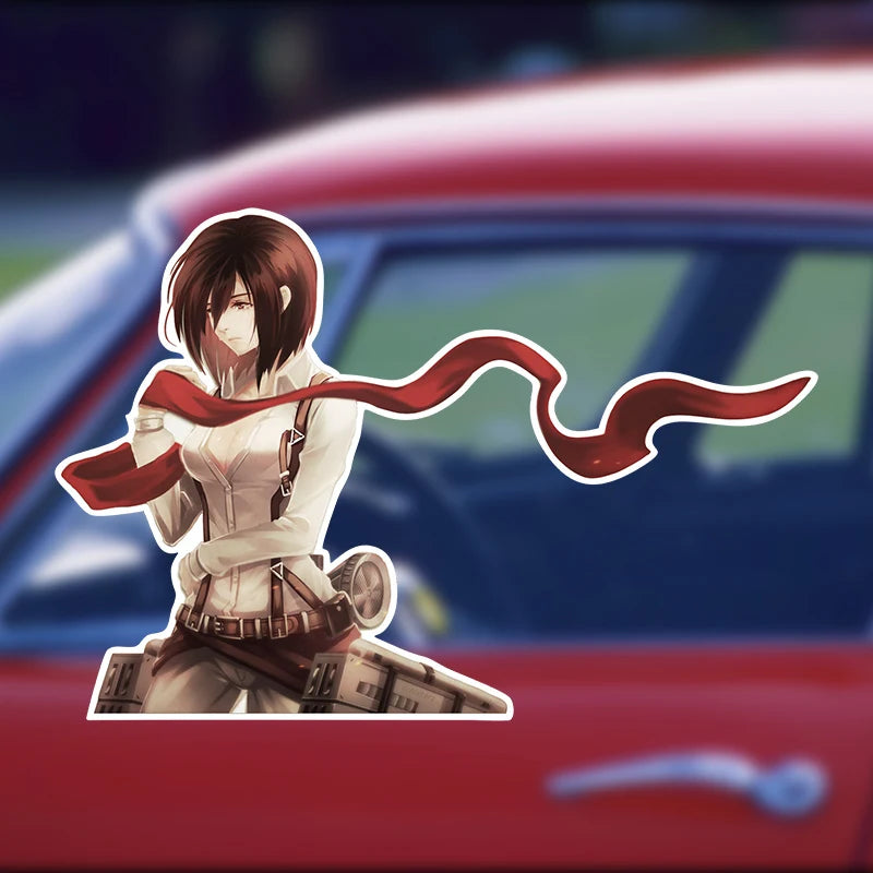 Attack on Titan Mikasa anime stickers creative personality car motorcycle waterproof reflective decorative stickers
