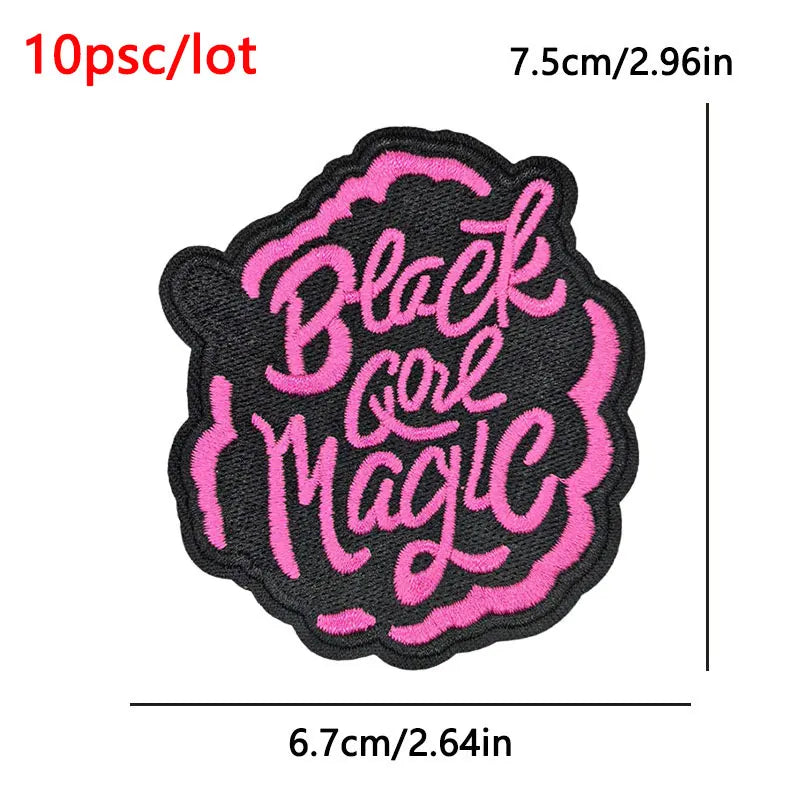 10Pcs/Lot Black History  Embroidery Patch - Iron-On Patches For Clothing Stickers Badges