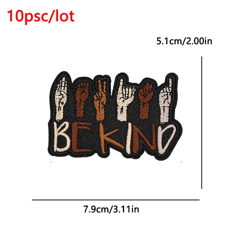 10Pcs/Lot Black History  Embroidery Patch - Iron-On Patches For Clothing Stickers Badges