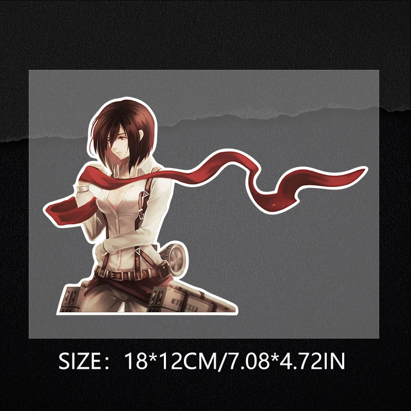 Attack on Titan Mikasa anime stickers creative personality car motorcycle waterproof reflective decorative stickers