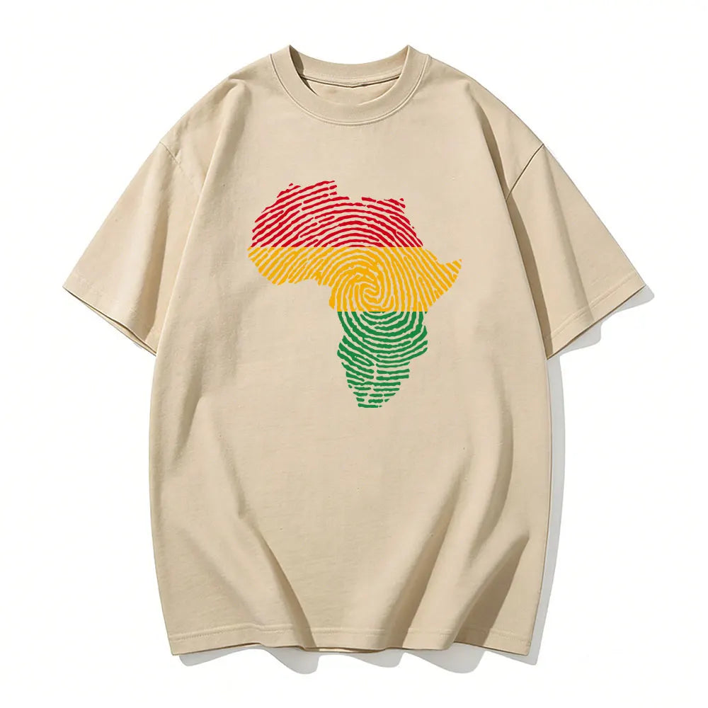 Africa Fingerprint Shirt African Pride Tee with Red Yellow Green Map Design T Shirt Black History Month Ethnic Print Tees