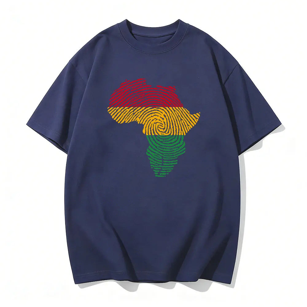 Africa Fingerprint Shirt African Pride Tee with Red Yellow Green Map Design T Shirt Black History Month Ethnic Print Tees