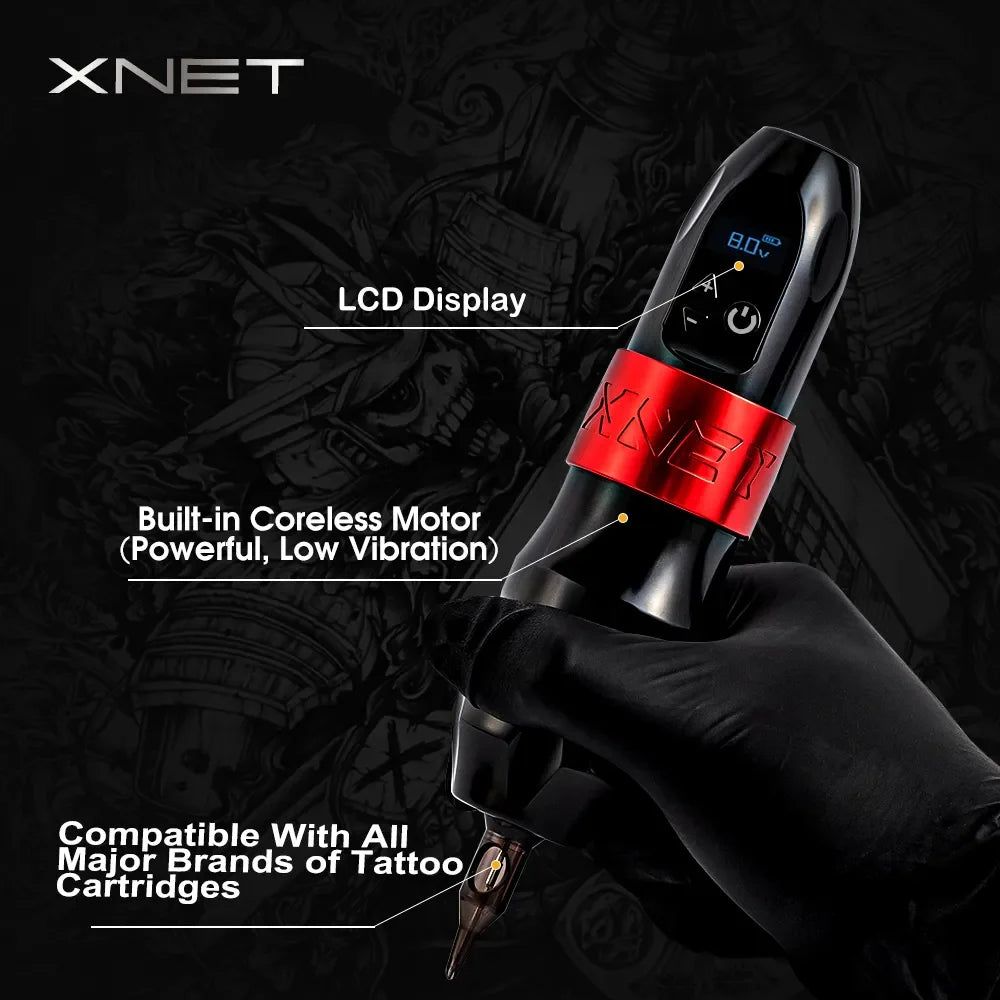 XNET Titan Wireless Tattoo Machine Battery Rotary Pen Strong Coreless Motor with LCD Digital Display for Tatto Artist Body