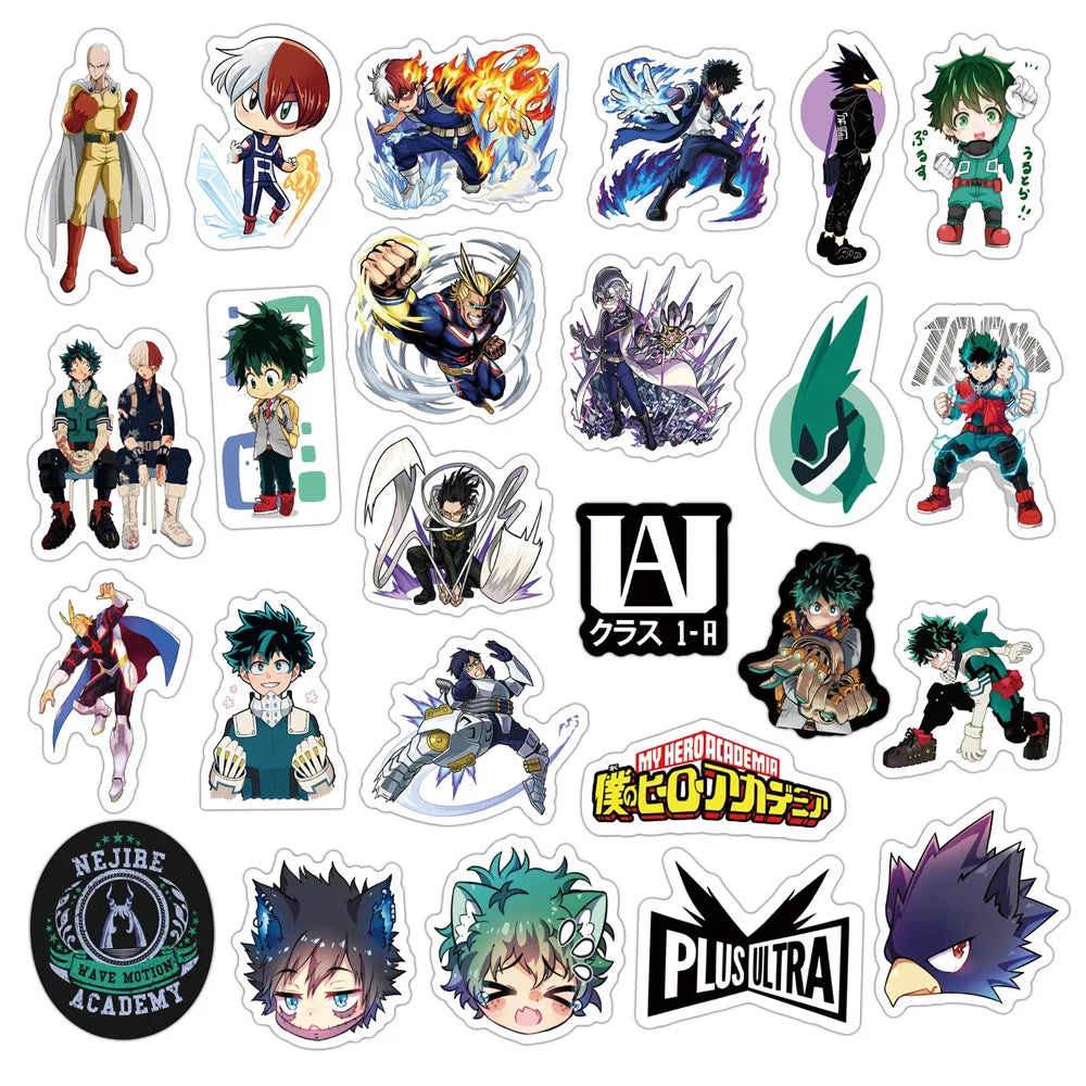 50Pcs My Hero Academy Anime Stickers PVC Waterproof Stickers Luggage Laptop Graffiti Stickers