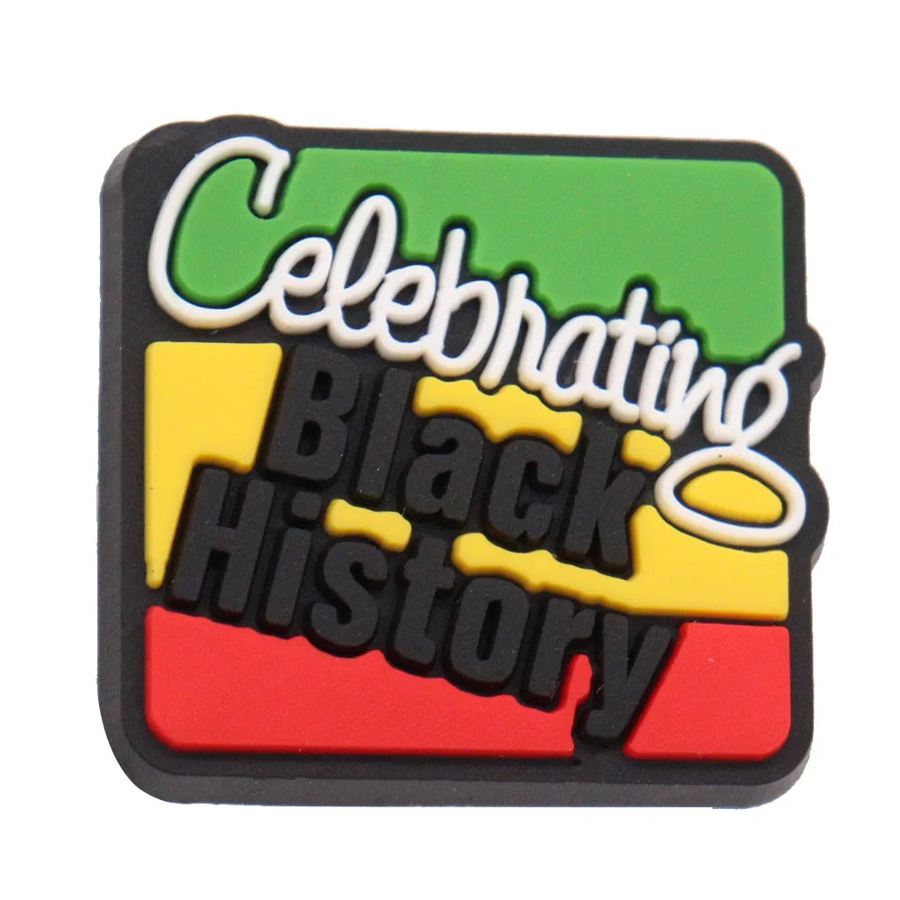 New Arrival 1-24Pcs PVC Black History Month Heart DIY Slipper Shoes Charms Buckle Clog Man Woman Shoe Accessories