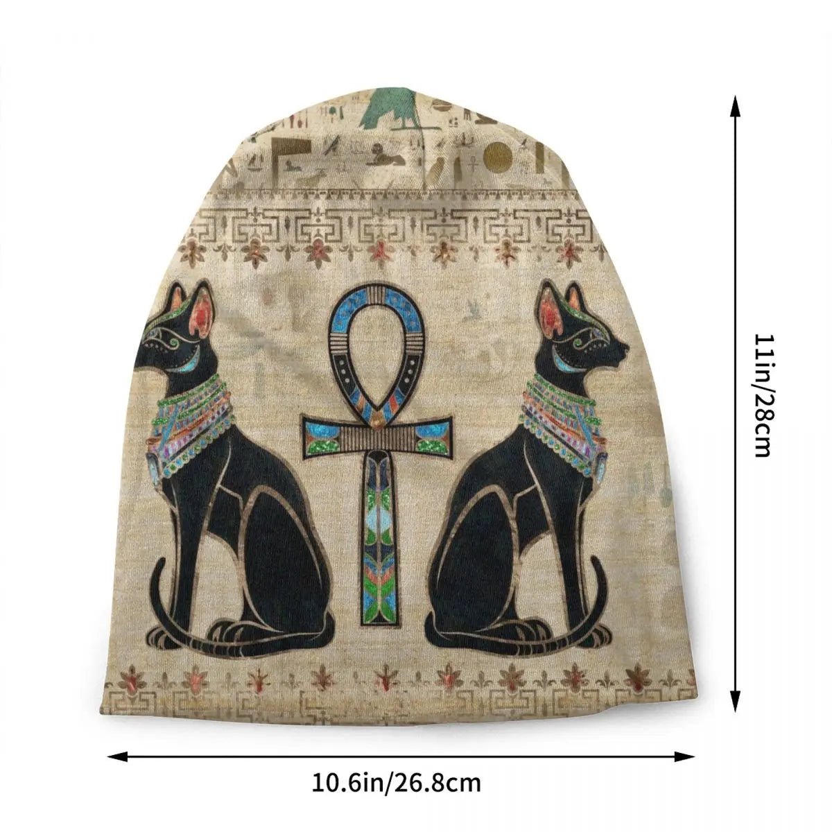 Egyptian Cats And Ankh Cross Bonnet Hats Hip Hop Knitting Hat For Men Women Warm Winter Ancient Egypt Skullies Beanies Caps