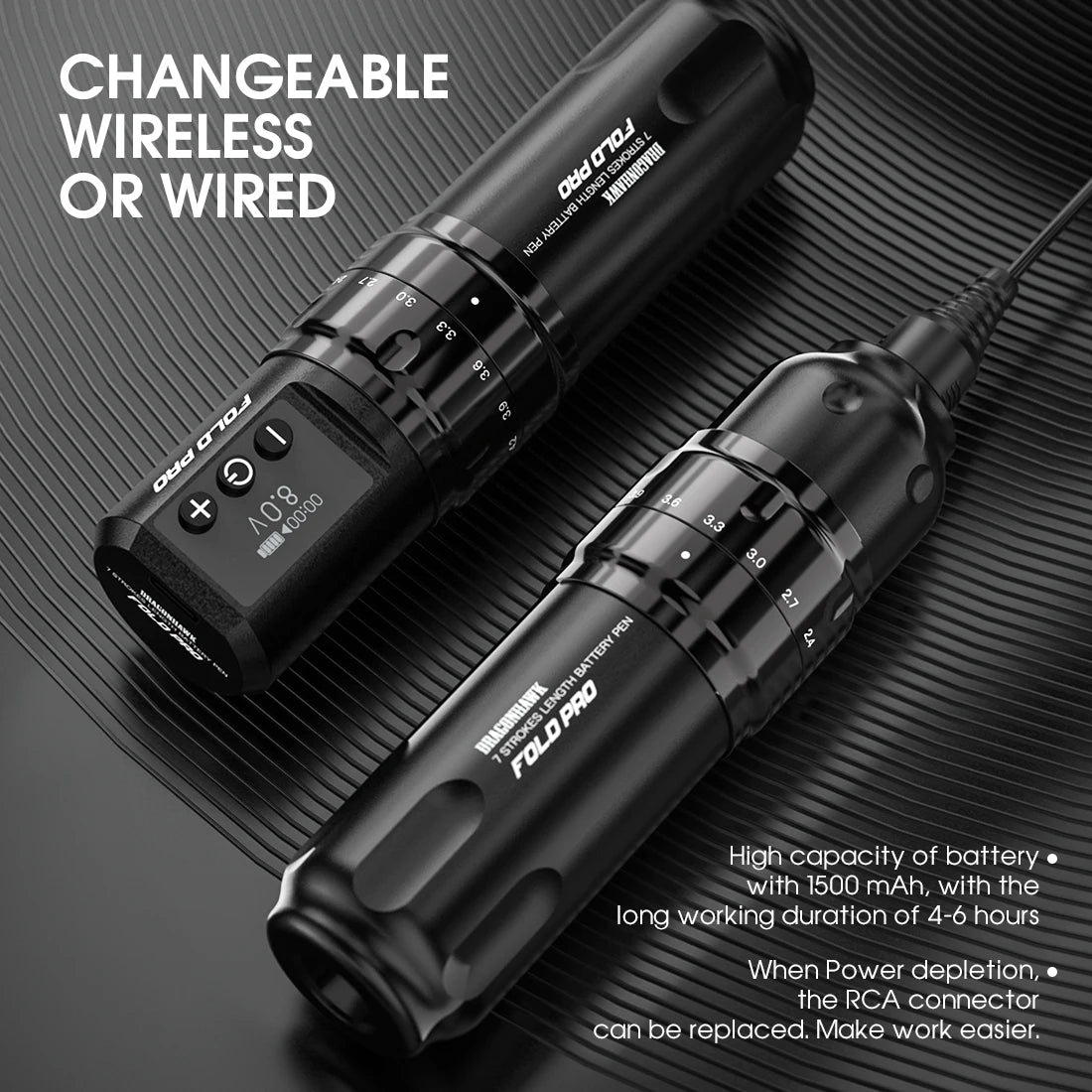 Dragonhawk Fold Pro Adjustable 7 Stroke Length Changeable Power By Mcore-c2 Wireless Wire Battery RCA Machine Pen Rotary Supply