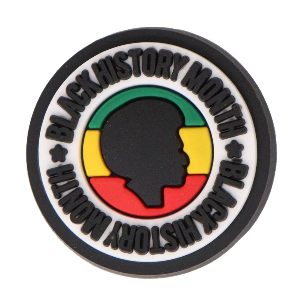 New Arrival 1-24Pcs PVC Black History Month Heart DIY Slipper Shoes Charms Buckle Clog Man Woman Shoe Accessories